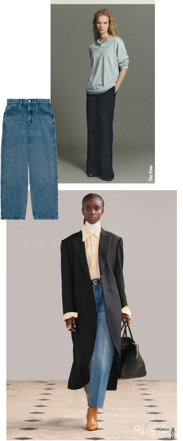 (왼쪽위)여유로운 소재의 플루이드 데님 진. 63만원대, 이자벨 마랑. 